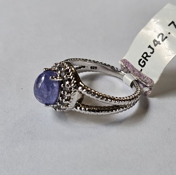 Genuine Tanzanite & White Topaz Sterling Silver Ring Sz 7! NWT - Picture 2 of 5